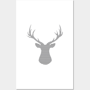 Deer - strips - gray and white. Posters and Art